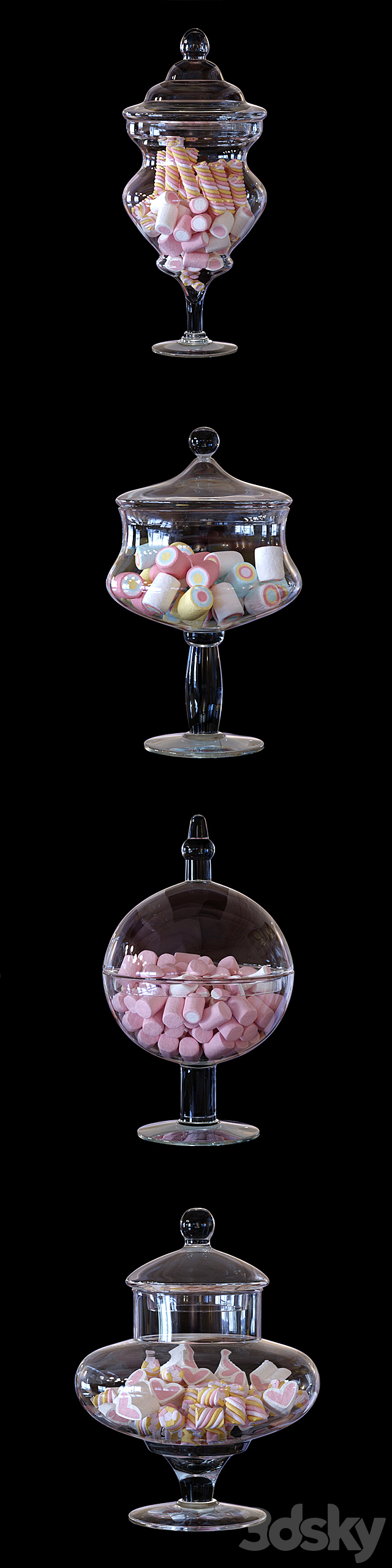 CYS Glass Candy Buffet Jar and Marshmallow 3DSMax File - thumbnail 2