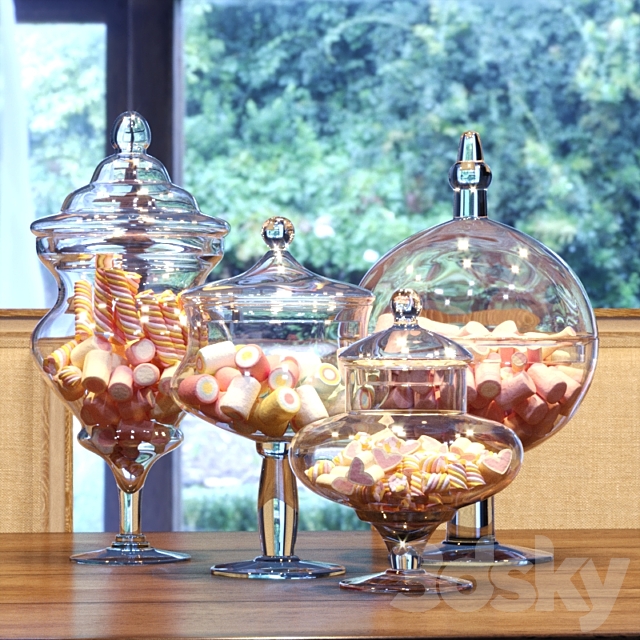 CYS Glass Candy Buffet Jar and Marshmallow 3DSMax File - thumbnail 3