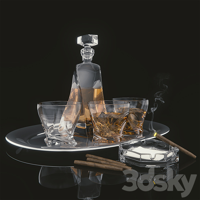 Decanter Sapphire set of 6 3DSMax File - thumbnail 1