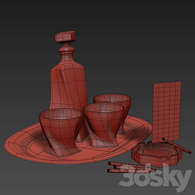 Decanter Sapphire set of 6 3DSMax File - thumbnail 3