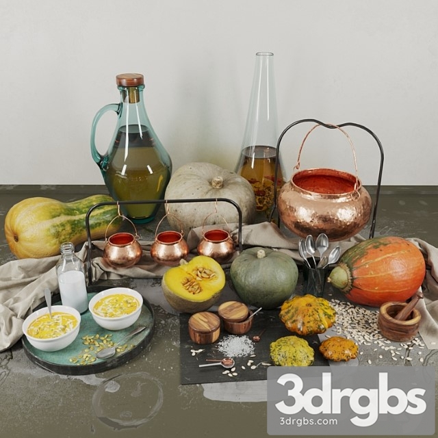 Decor set with pumpkins 3dsmax Download - thumbnail 1