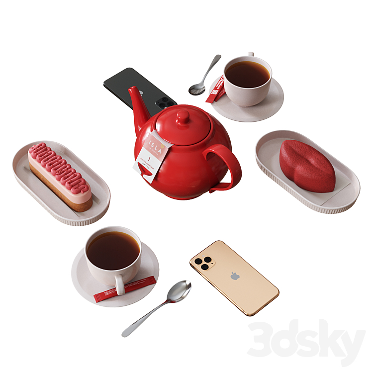 Decorative Set For Cafe Table Set4 3DS Max Model - thumbnail 1