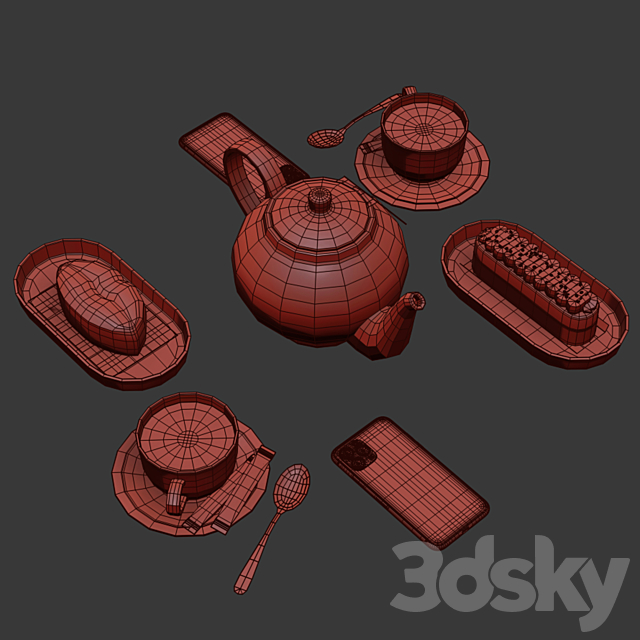 Decorative Set For Cafe Table Set4 3DSMax File - thumbnail 6