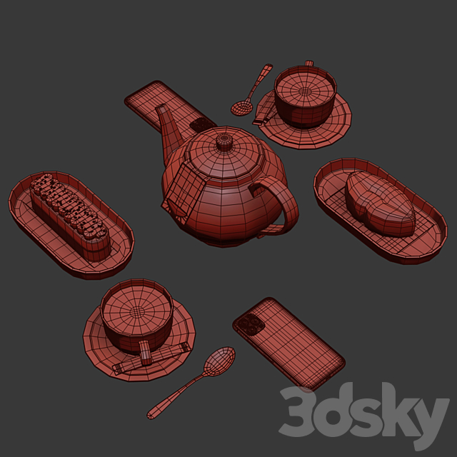 Decorative Set For Cafe Table Set4 3DSMax File - thumbnail 7