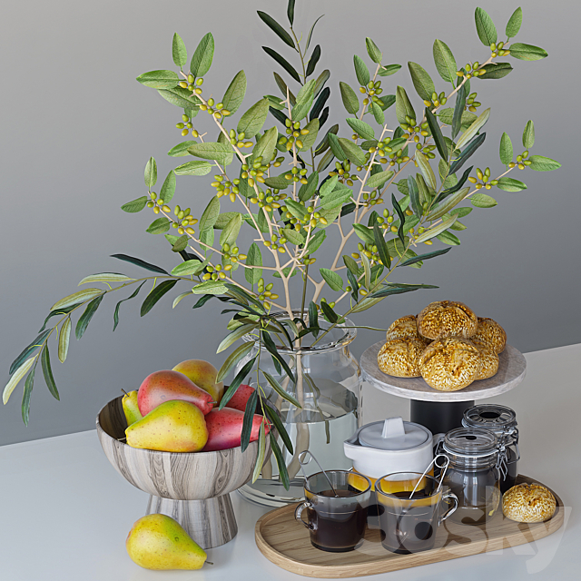 Decorative set for the kitchen 3DS Max Model - thumbnail 2