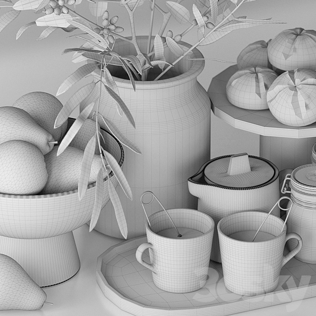 Decorative set for the kitchen 3DS Max Model - thumbnail 7