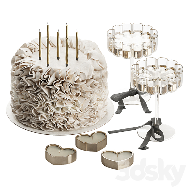 Decorative set with cake 011 KM 3ds Max - thumbnail 2