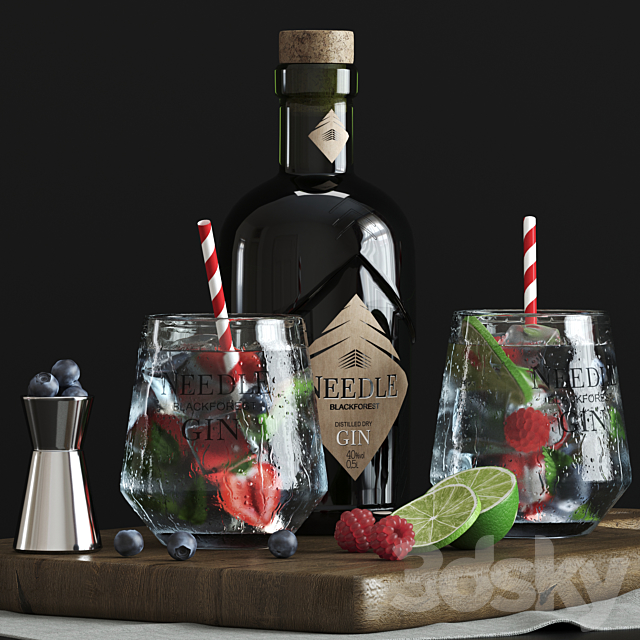 Decorative set with cocktails. 3DSMax File - thumbnail 2