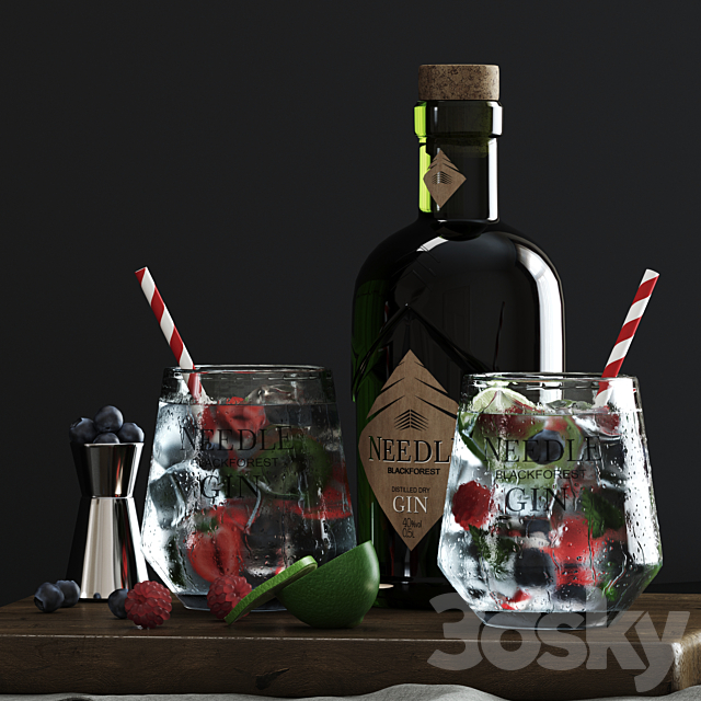 Decorative set with cocktails. 3DSMax File - thumbnail 3