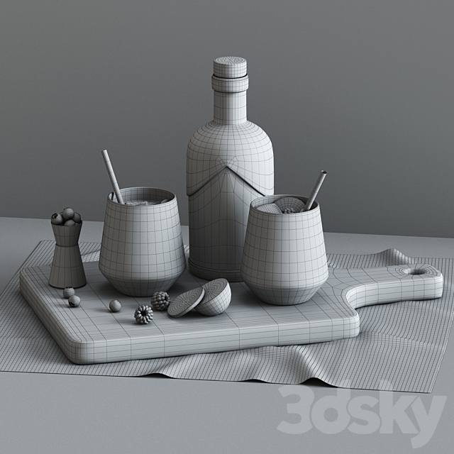 Decorative set with cocktails. 3DSMax File - thumbnail 4