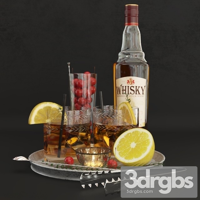 Decorative Set With Whiskey 3dsmax Download - thumbnail 1