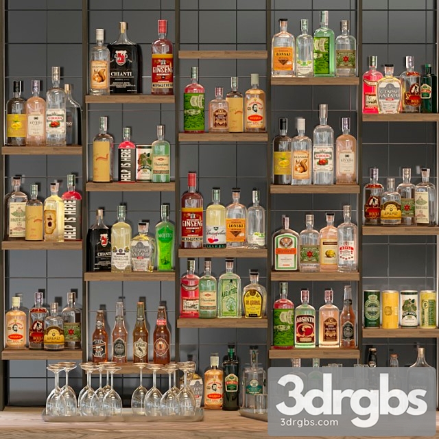 Designer rack in a restaurant with alcohol. pub 39 3dsmax Download - thumbnail 1