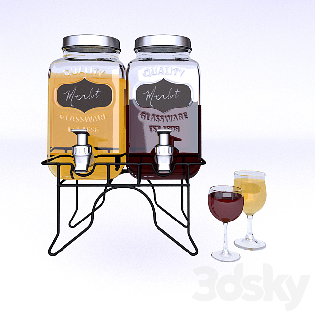 Dispencers with white and red wine 3ds Max - thumbnail 2