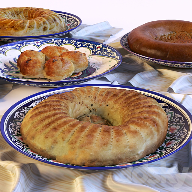 East Bread (Uzbek Flat Cakes) 3DS Max Model - thumbnail 2