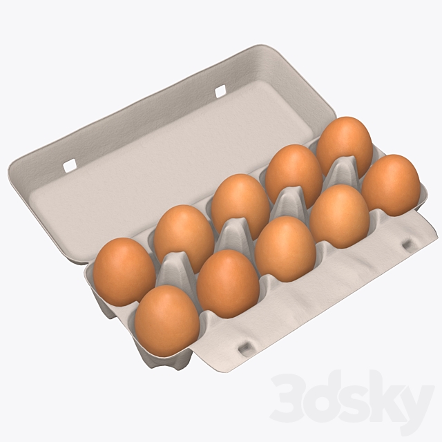 Egg cardboard package for 10 eggs opened 3ds Max - thumbnail 1