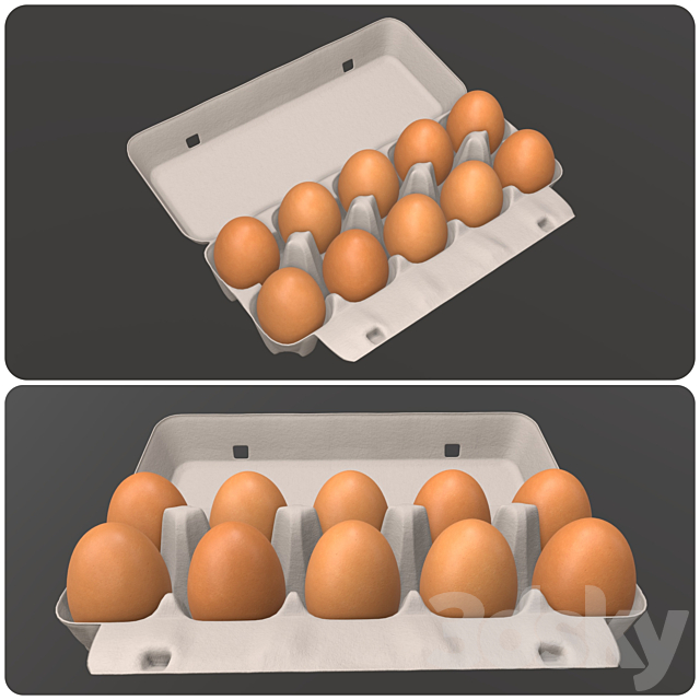 Egg cardboard package for 10 eggs opened 3ds Max - thumbnail 2