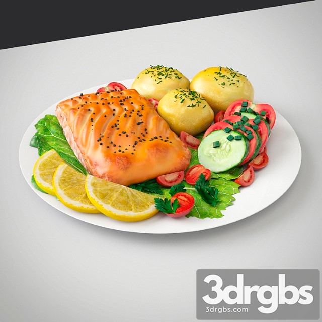 Fish with Vegetables 3dsmax Download - thumbnail 1