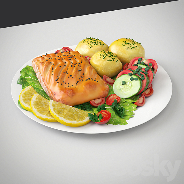 Fish with Vegetables 3DSMax File - thumbnail 1