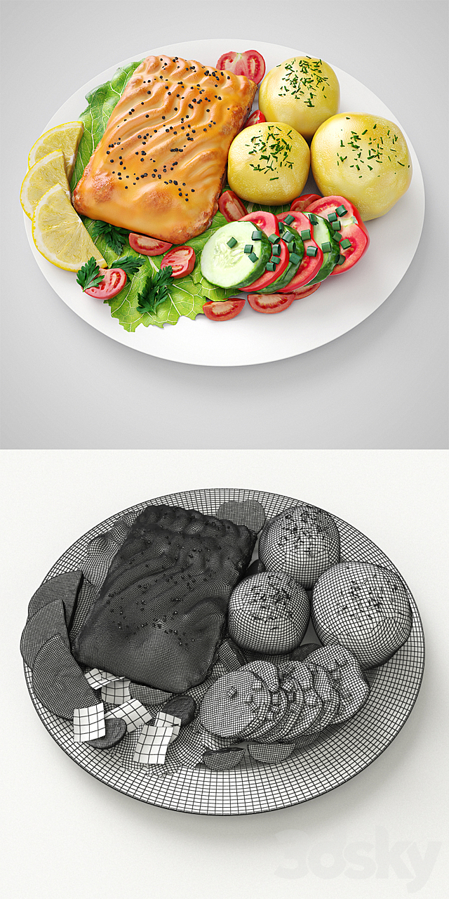 Fish with Vegetables 3DSMax File - thumbnail 3