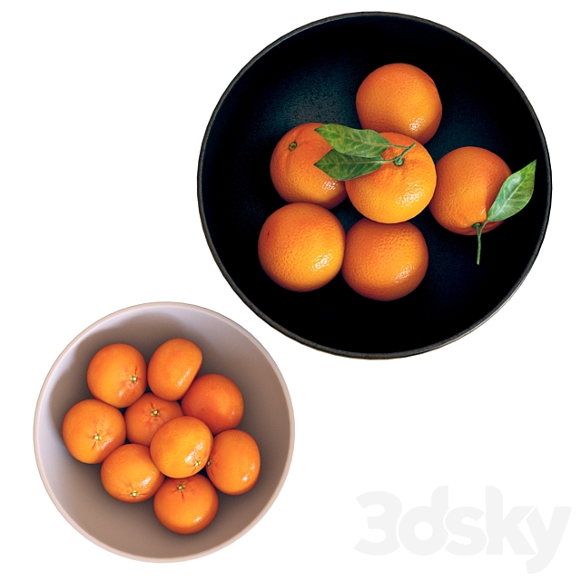 Food Set 04 _ Bowls with Oranges and Mandarins 3DSMax File - thumbnail 3