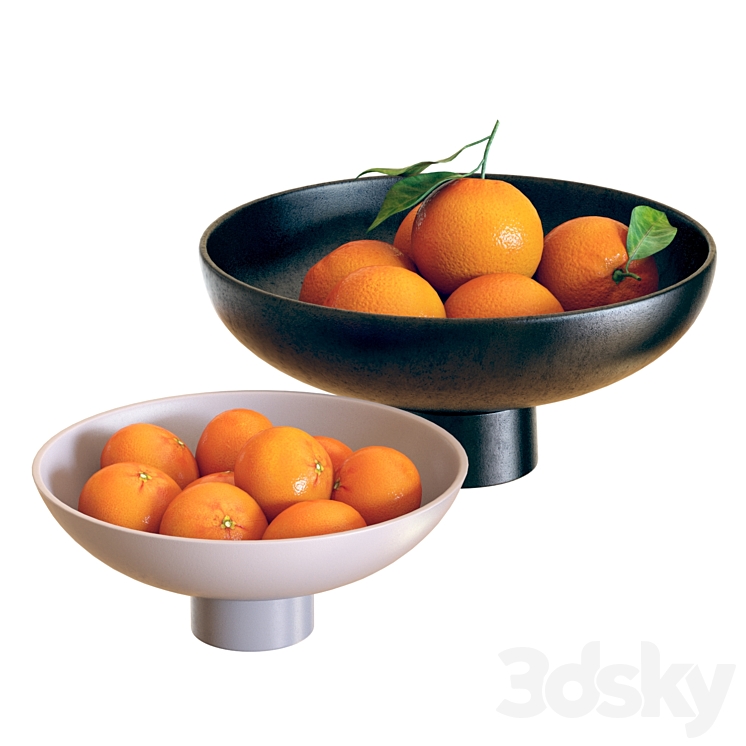 Food Set 04 \/ Bowls with Oranges and Mandarins 3DS Max Model - thumbnail 1