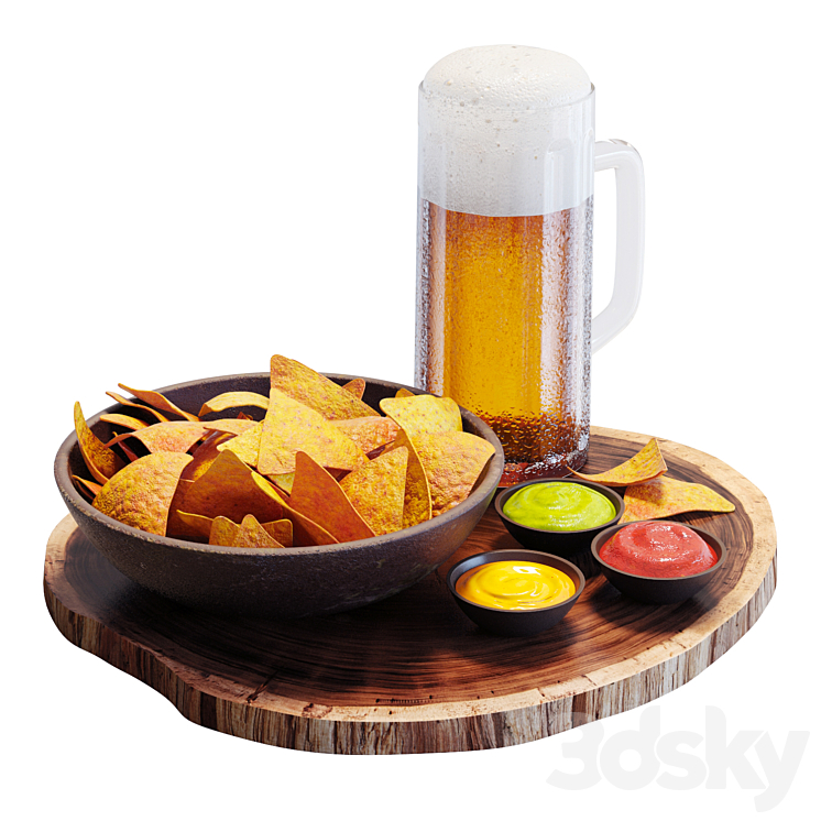 Food Set 09 \/ Chips and Beer 3DS Max Model - thumbnail 1