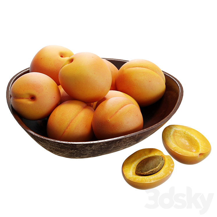 Food Set 13 \/ Bowl with Apricots 3DS Max Model - thumbnail 1