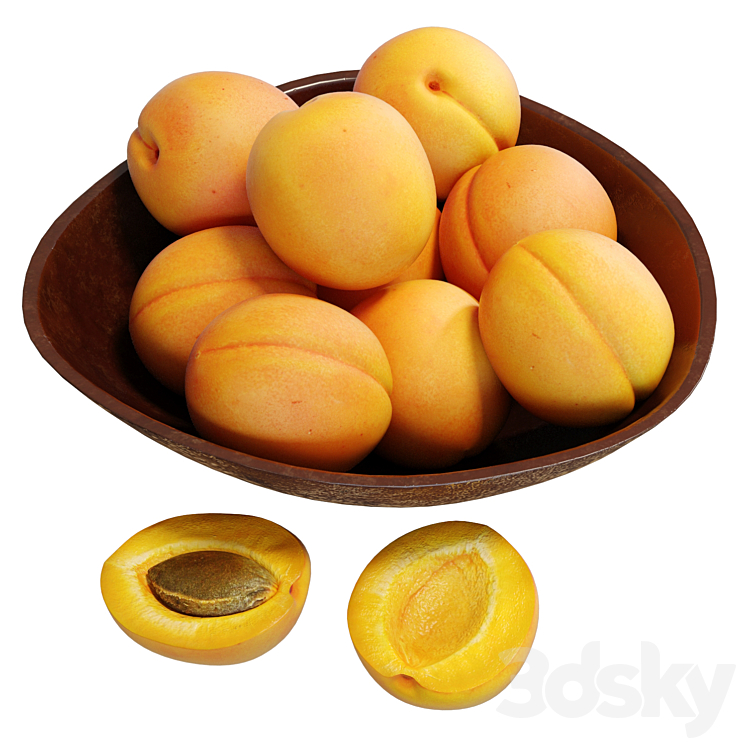 Food Set 13 \/ Bowl with Apricots 3DS Max Model - thumbnail 2