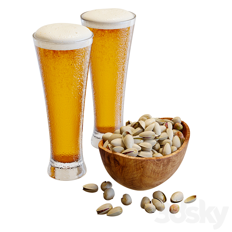Food Set 20 \/ Pistachios and Beer 3DS Max Model - thumbnail 1