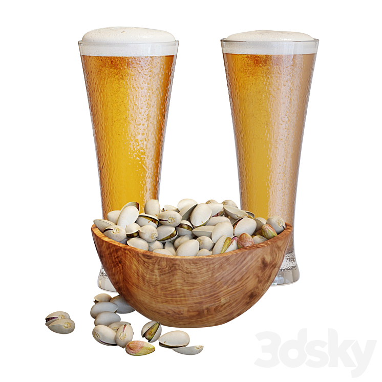 Food Set 20 \/ Pistachios and Beer 3DS Max Model - thumbnail 2