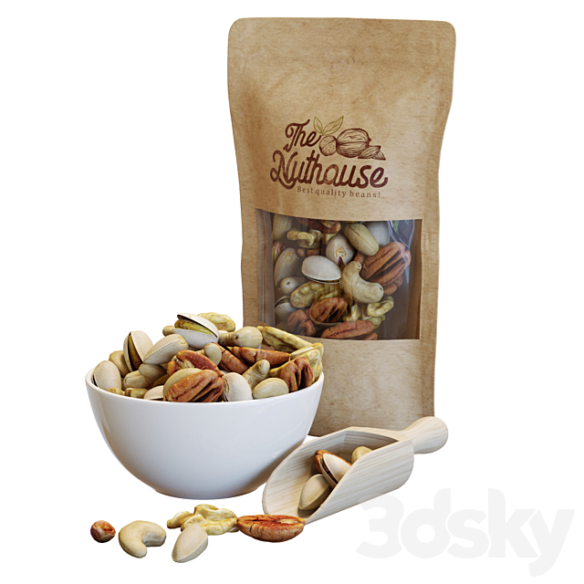 Food Set 21 _ Bowl of Mixed Nuts 3DSMax File - thumbnail 1