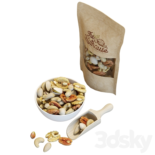 Food Set 21 _ Bowl of Mixed Nuts 3DSMax File - thumbnail 2