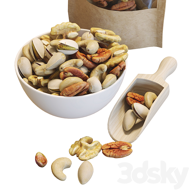 Food Set 21 _ Bowl of Mixed Nuts 3DSMax File - thumbnail 3