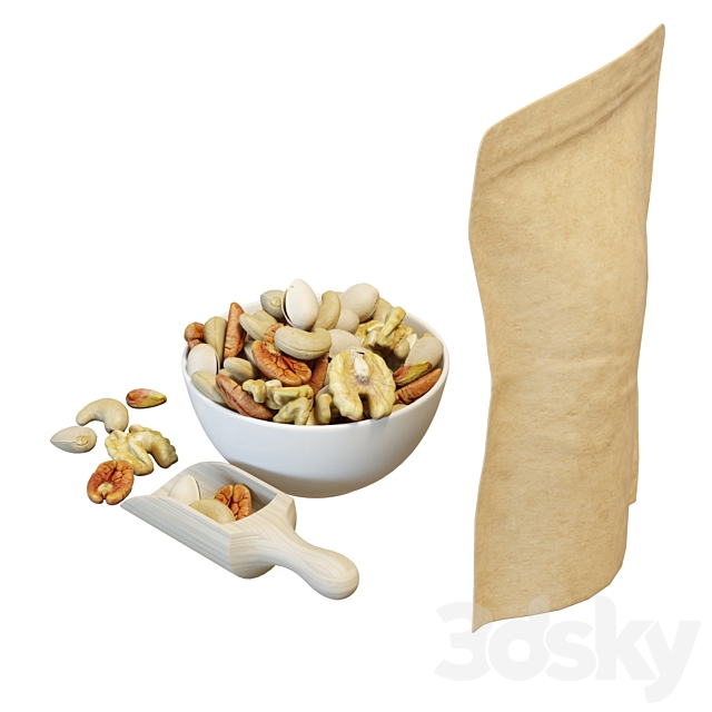 Food Set 21 _ Bowl of Mixed Nuts 3DSMax File - thumbnail 4