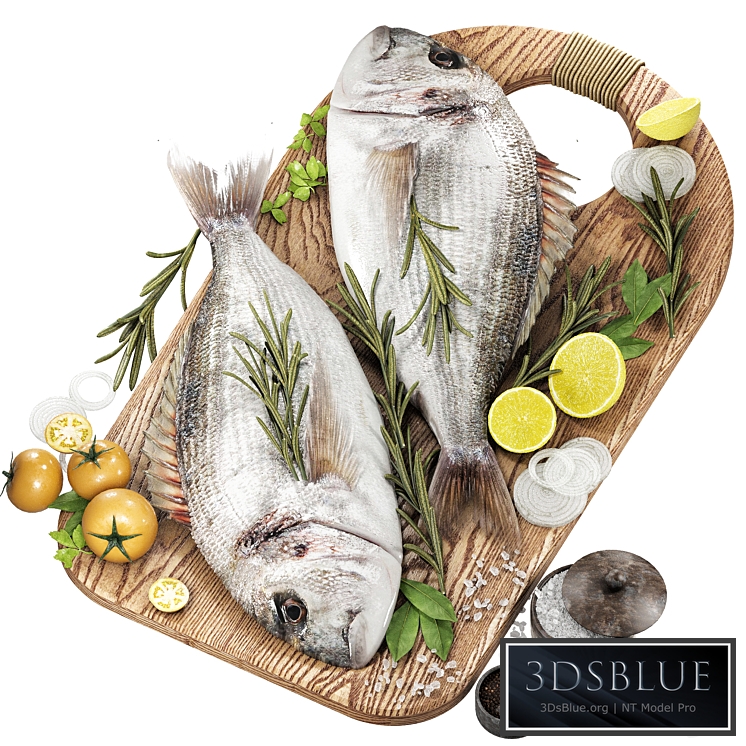 fresh fish with vegetables and herbs 3DS Max - thumbnail 3