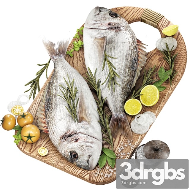 Fresh fish with vegetables and herbs 3dsmax Download - thumbnail 1