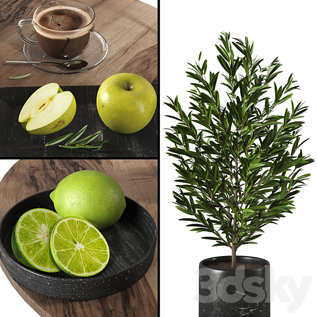 Fruit and drink decor set 01 3DSMax File - thumbnail 3