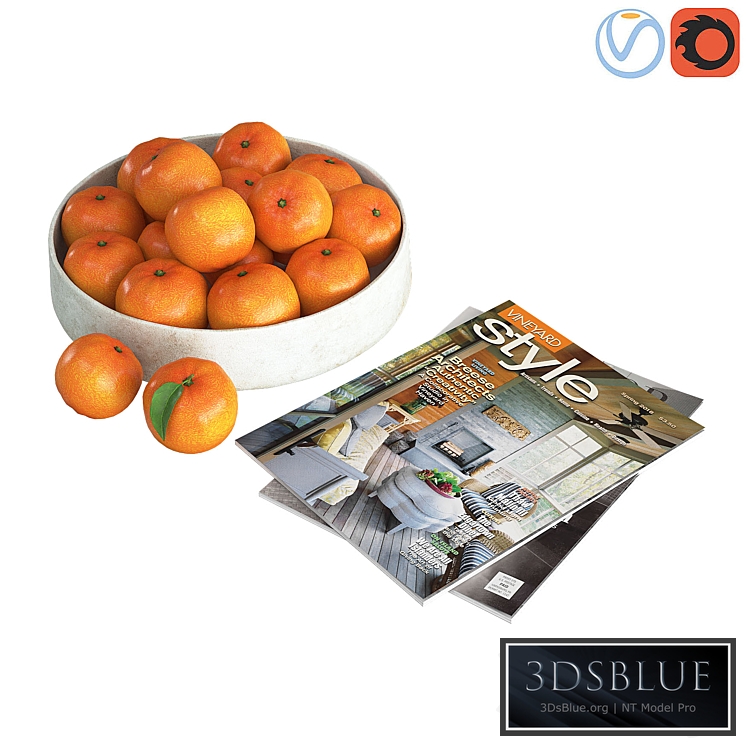 Fruit bowl mandarins 3DS Max - thumbnail 3