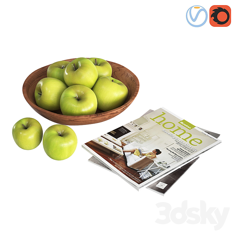 Fruit Bowls Green apples 3DS Max - thumbnail 1