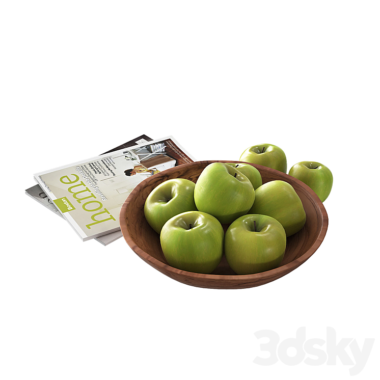 Fruit Bowls Green apples 3DS Max - thumbnail 2