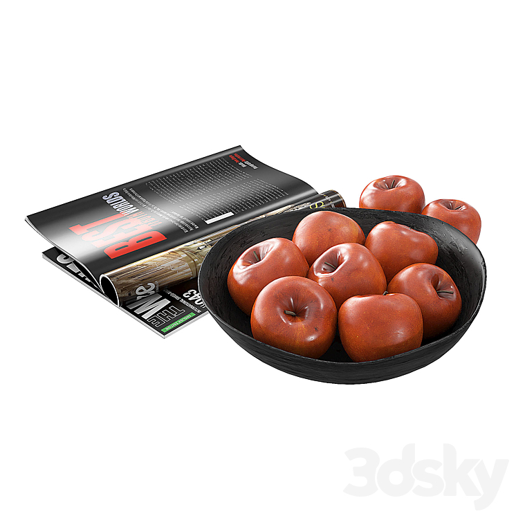 Fruit bowls red apples 3DS Max - thumbnail 2