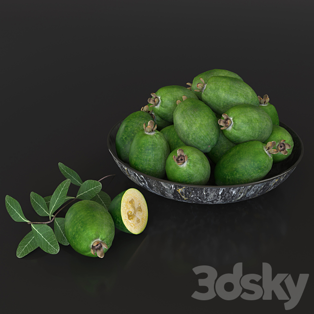 Fruit plate feijoa 3ds Max - thumbnail 1