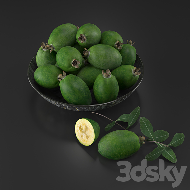 Fruit plate feijoa 3ds Max - thumbnail 2