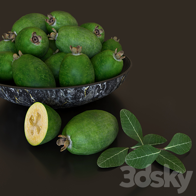 Fruit plate feijoa 3ds Max - thumbnail 3