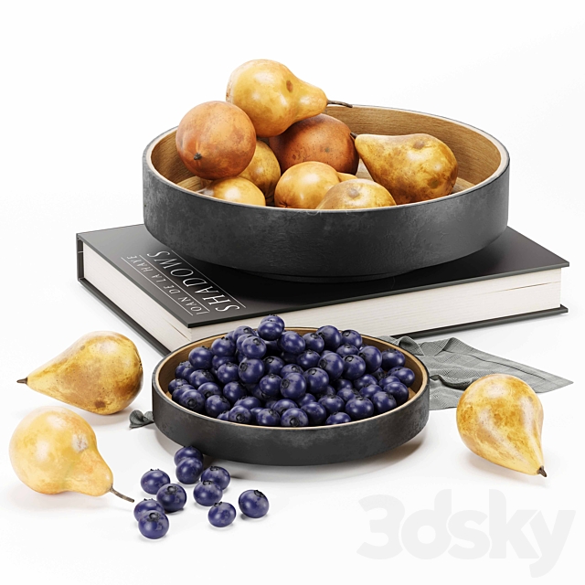 fruit set pear blueberry 3ds Max - thumbnail 1