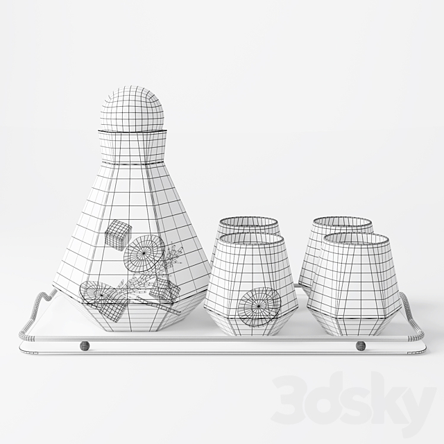 Geometric Glass Decanter Set 3DS Max Model - thumbnail 5