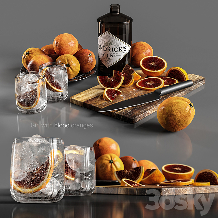 Gin with blood oranges 3DS Max - thumbnail 1