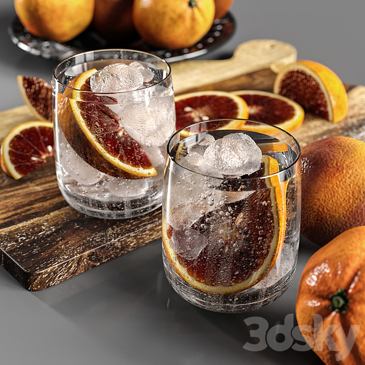 Gin with blood oranges 3DS Max - thumbnail 2