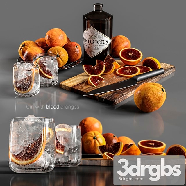 Gin with blood oranges 3dsmax Download - thumbnail 1