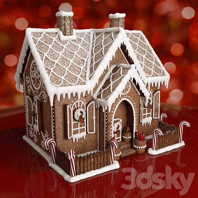 Gingerbread house 3DS Max Model - thumbnail 2